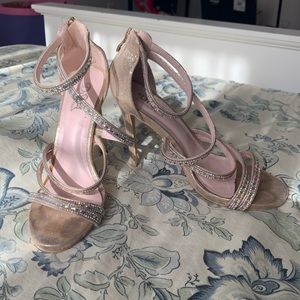 Rose gold jeweled heels